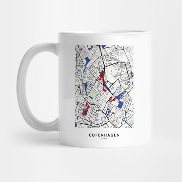 Copenhagen (Denmark) Map x Piet Mondrian by notalizard